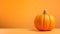 Pumpkin in front of an orange Background with Copy Space