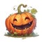 Pumpkin Fun: A playful pumpkin with a joyful smile and sharp teeth. Illustration for halloween. Generated AI.