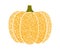 Pumpkin gold glitter color for holiday Halloween. Seasonal October vegetable pumpkin. Vector illustration on white