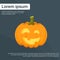 Pumpkin Halloween Scary Face Orange Flat Logo