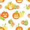 Pumpkin harvest and Halloween decorations seamless vector pattern