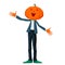 Pumpkin head cartoon man with smile