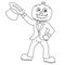 Pumpkin Head Man Halloween Coloring Page Isolated