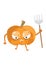 pumpkin holding gardening fork. Vector illustration decorative design