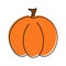 Pumpkin isolated on white background. Cute pumpkin in trendy hand drawn doodle style. Minimalist and simple.
