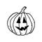 Pumpkin jack lantern hand drawn in doodle style. , scandinavian, monochrome. single element for design, sticker, card, poster,