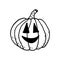Pumpkin jack lantern hand drawn in doodle style. , scandinavian, monochrome. single element for design, sticker, card, poster,