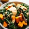 Pumpkin and kale salad with creamy sauce