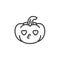Pumpkin kissing face with heart eyes emoticon line icon