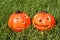 Pumpkin lantern on lawn