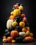 Pumpkin luxury chic glamorous home decor for Halloween. Gold on a black background.