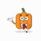 The Pumpkin mascot character becomes a host. vector illustration