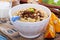 Pumpkin millet porridge with apple and raisins