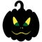 Pumpkin. The mouth is sewn up. The silhouette of a pumpkin glows in the dark. Angry facial expression. Colored vector illustration