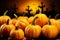 Pumpkin mystique Halloween themed background features a captivating arrangement of festive pumpkins