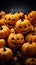 Pumpkin mystique Halloween themed background features a captivating arrangement of festive pumpkins