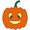 Pumpkin. Nice grimace. Jack-lantern. Colored vector illustration. Halloween symbol. Isolated white background. Smiling facial.