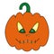 Pumpkin. Ominous grimace. Jack-lantern. Colored vector illustration. Halloween symbol. Isolated white background.