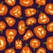 Pumpkin pattern. Seamless halloween background. Pumpkins characters with different faces design, wallpaper cartoon