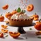 Pumpkin pie, traditional festive Thanksgiving baked dessert, dynamic bursting creative layout