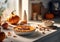 Pumpkin pie. Traditional Seasonal Thanksgiving Bake. AI generative.