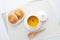 pumpkin potage soup isolated on table
