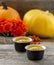 Pumpkin pudding in black bowls