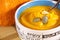 Pumpkin puree soup with cream vegetable sweet orange