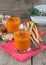 Pumpkin pureed soup in cups