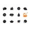 Pumpkin recipes black glyph icons set on white space