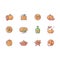 Pumpkin recipes RGB color icons set