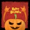 Pumpkin rock n roll style halloween greeting card