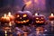 Pumpkin\'s Wicked Welcome: Creepy Halloween Smile, Generative AI