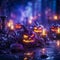 Pumpkin\'s Wicked Welcome: Creepy Halloween Smile, Generative AI