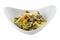 Pumpkin salad with seeds and avocados. Vegetarian dish. On white background