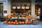 Pumpkin for sale during Halloween in front of store