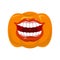 Pumpkin screams open mouth for Halloween. pumpkin shout. Vector