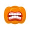 Pumpkin screams open mouth for Halloween. pumpkin shout. Vector