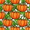 Pumpkin seamless pattern drawing. Isolated artistic veget