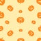 Pumpkin seamless pattern. Halloween vector background.  Color vegetable print. Colorful scary backdrop