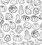 Pumpkin seamless pattern. Hand drawn. Different types of pumpkin and squash collection vector illustration.