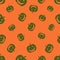 Pumpkin seamless pattern. Thanksgiving or halloween vector background.  Color vegetable print. Colorful scary backdrop