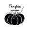 Pumpkin season black logo Pumpkin icon Hand drawn Autumn vector sign