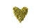 Pumpkin seeds heart shape, on a white background, isolated. Healthy vegetarian snack. Love vegetarian food. Loose weigh or fitness