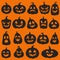 Pumpkin silhouettes. Halloween pumpkins emoticon characters. Happy, sad and angry funny sinister spooky faces vector