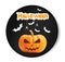 Pumpkin Smiling Halloween vector black sticker font. Illustration for greeting cards, party invitation, posters, labels