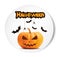 Pumpkin Smiling Halloween vector white sticker font. Illustration for greeting cards, party invitation, posters, labels