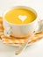 Pumpkin soup with cream heart