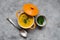 Pumpkin soup made from fresh orange butternut with coconut milk. Delicious vegan, seasonal autumn food