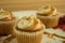 Pumpkin Spice Cupcakes with Caramel Swirl Icing Close Up